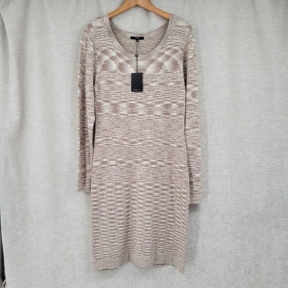 Tart Women's Midi Length Nuetral Oatmeal Knit Sweater Dress NEW size Large - Picture 8 of 12